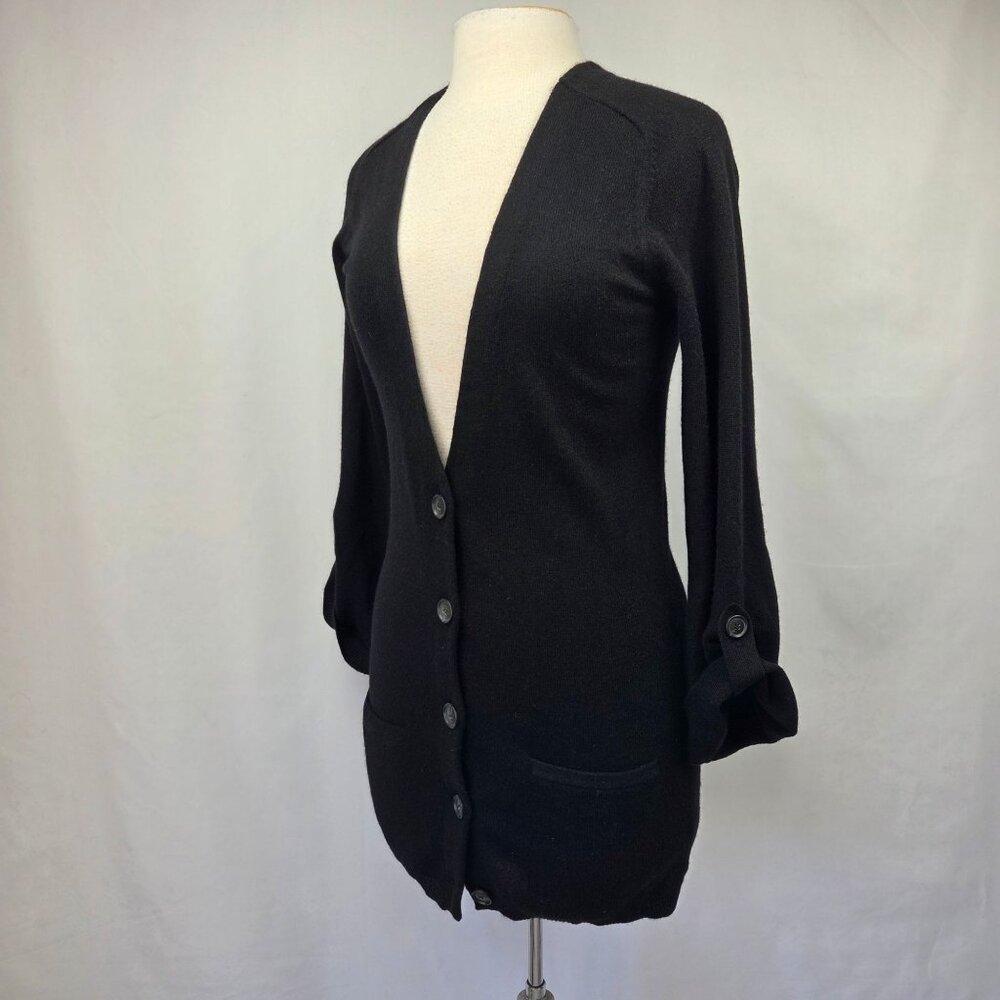 Theory Amaya 100% Cashmere Tunic Cardigan Sweater Black Size Small NWT